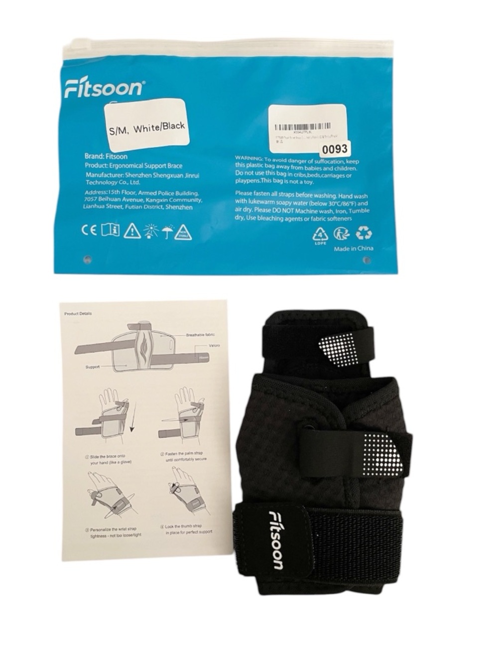 Fitsoon Black Thumb Wrist Support Brace - Picture 5 of 5